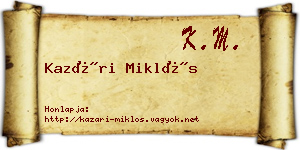 Kazári Miklós névjegykártya